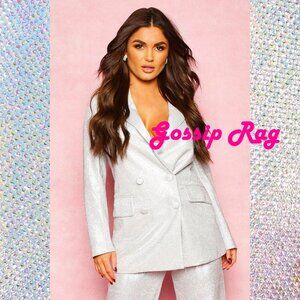 nwt boohoo silver suit pants jacket size 6 small prom formal party